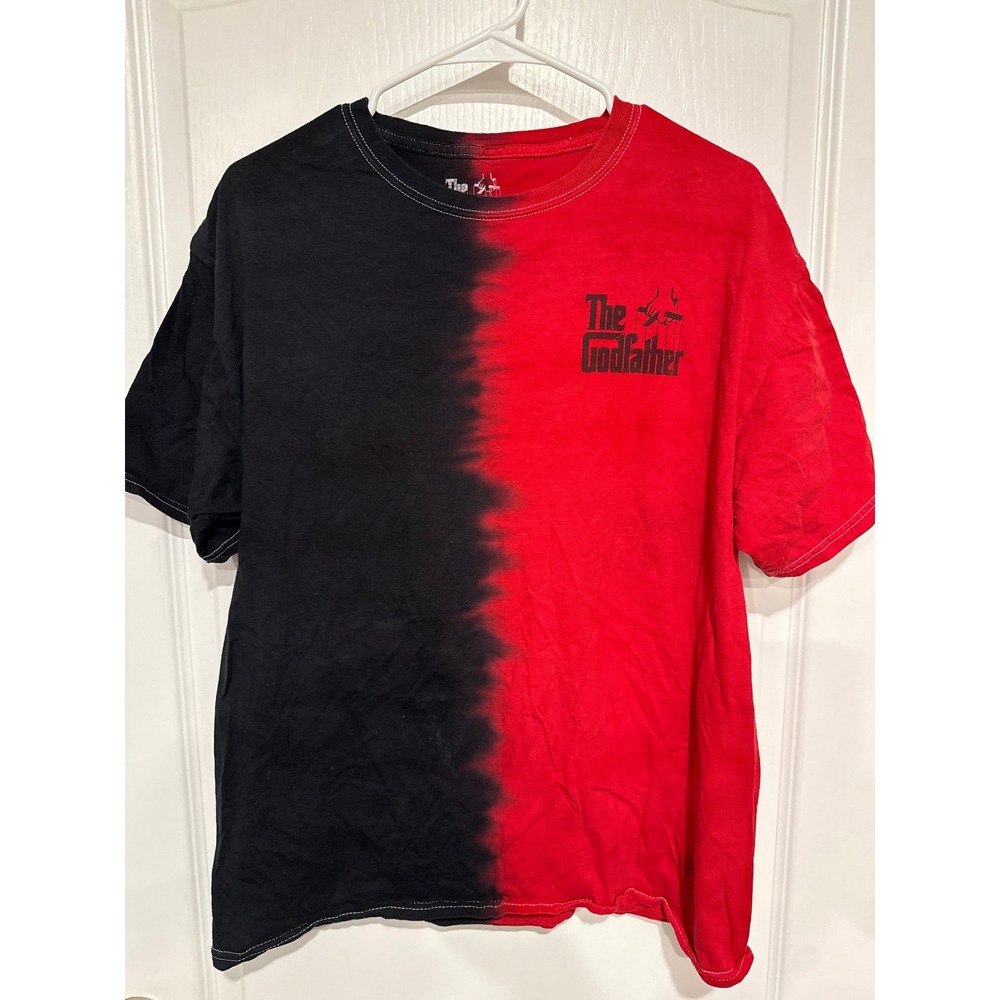 The Godfather Movie Graphic T-Shirt Mens Large Black Red Split Dye Vito Corleone